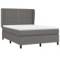 Boxspringbett mit Matratze Grau 140x190 cm Kunstleder