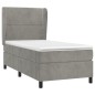 Boxspringbett mit Matratze Hellgrau 90x190 cm Samt