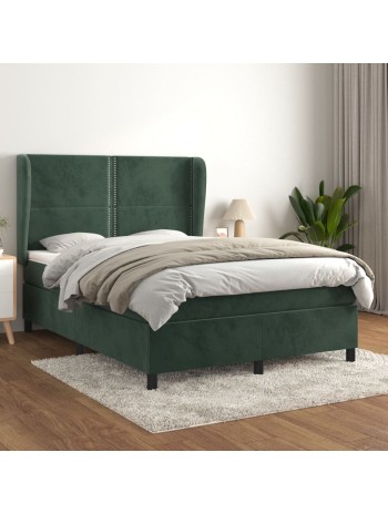 Boxspringbett mit Matratze Dunkelgrün 140x200 cm Samt