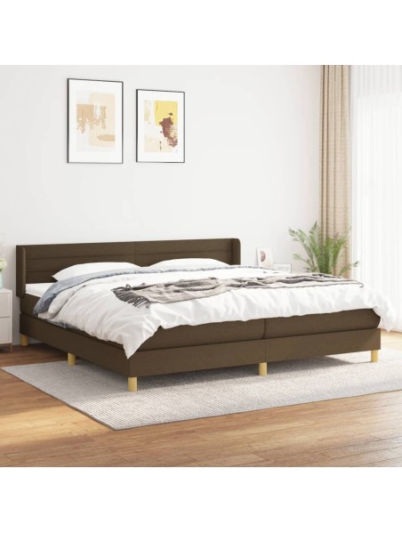 Boxspringbett mit Matratze Dunkelbraun 200x200 cm Stoff