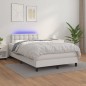 Boxspringbett mit Matratze & LED Weiß 120x200 cm Kunstleder