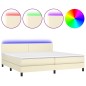 Boxspringbett mit Matratze & LED Creme 200x200 cm Kunstleder