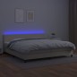 Boxspringbett mit Matratze & LED Creme 200x200 cm Kunstleder