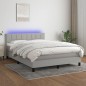 Boxspringbett mit Matratze & LED Hellgrau 140x190 cm Stoff