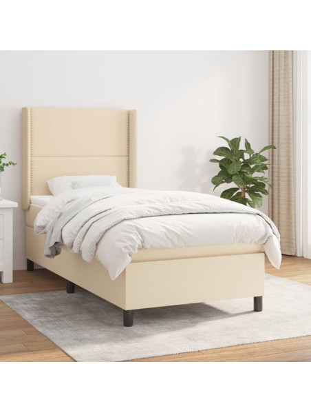 Boxspringbett mit Matratze Creme 80x200 cm Stoff