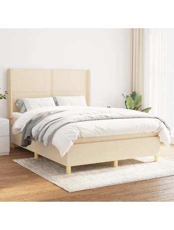 Boxspringbett mit Matratze Creme 140x200 cm Stoff