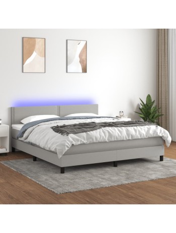 Boxspringbett mit Matratze & LED Hellgrau 180x200 cm Stoff