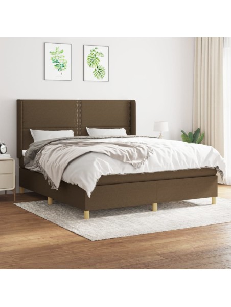 Boxspringbett mit Matratze Dunkelbraun 160x200 cm Stoff