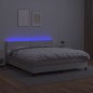 Boxspringbett mit Matratze & LED Weiß 180x200 cm Kunstleder