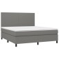 Boxspringbett mit Matratze & LED Dunkelgrau 160x200 cm Stoff