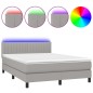 Boxspringbett mit Matratze & LED Hellgrau 140x200 cm Stoff