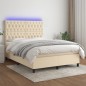 Boxspringbett mit Matratze & LED Creme 140x190 cm Stoff