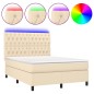 Boxspringbett mit Matratze & LED Creme 140x190 cm Stoff