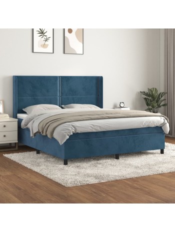 Boxspringbett mit Matratze Dunkelblau 180x200 cm Samt