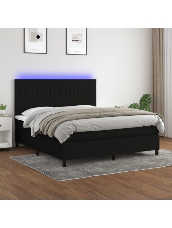 Boxspringbett mit Matratze & LED Schwarz 160x200 cm Stoff