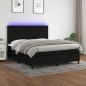 Boxspringbett mit Matratze & LED Schwarz 160x200 cm Stoff