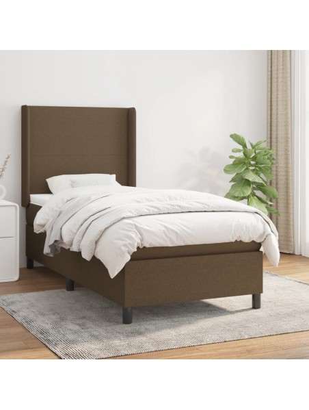 Boxspringbett mit Matratze Dunkelbraun 90x190 cm Stoff