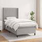 Boxspringbett mit Matratze Hellgrau 80x200 cm Stoff