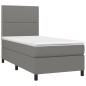 Boxspringbett mit Matratze & LED Dunkelgrau 90x190 cm Stoff