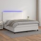 Boxspringbett mit Matratze & LED Weiß 160x200 cm Kunstleder