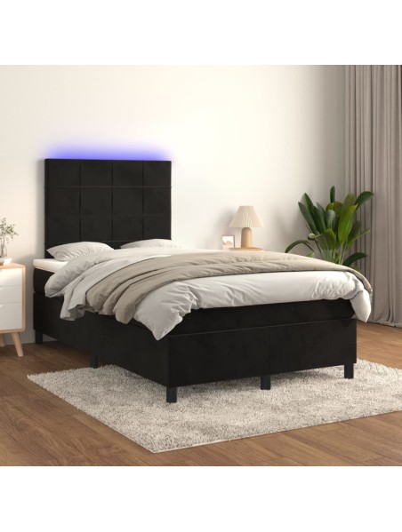 Boxspringbett mit Matratze & LED Schwarz 120x200 cm Samt