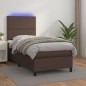 Boxspringbett mit Matratze & LED Braun 100x200 cm Kunstleder