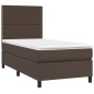 Boxspringbett mit Matratze & LED Braun 100x200 cm Kunstleder