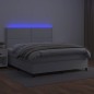 Boxspringbett mit Matratze & LED Weiß 180x200 cm Kunstleder