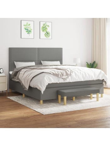 Boxspringbett mit Matratze Dunkelgrau 180x200 cm Stoff