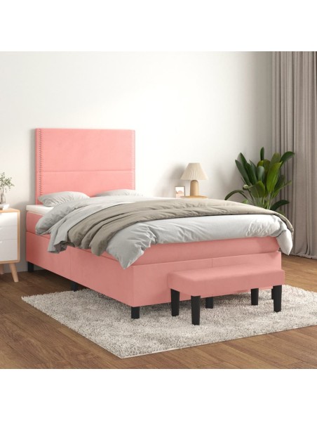 Boxspringbett mit Matratze Rosa 120x200 cm Samt