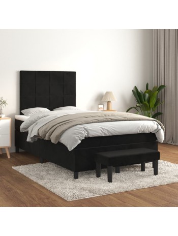 Boxspringbett mit Matratze Schwarz 120x200 cm Samt