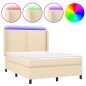 Boxspringbett mit Matratze & LED Creme 140x200 cm Stoff