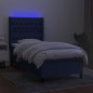 Boxspringbett mit Matratze & LED Blau 90x200 cm Stoff