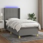 Boxspringbett mit Matratze & LED Dunkelgrau 80x200 cm Stoff