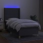 Boxspringbett mit Matratze & LED Dunkelgrau 80x200 cm Stoff