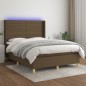 Boxspringbett mit Matratze & LED Dunkelbraun 140x190 cm Stoff