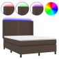 Boxspringbett mit Matratze & LED Braun 140x190 cm Kunstleder