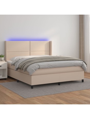 Boxspringbett mit Matratze & LED Cappuccino-Braun 160x200cm