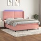 Boxspringbett mit Matratze & LED Rosa 160x200 cm Samt