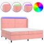 Boxspringbett mit Matratze & LED Rosa 200x200 cm Samt