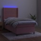 Boxspringbett mit Matratze & LED Rosa 100x200 cm Samt