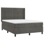 Boxspringbett mit Matratze & LED Dunkelgrau 140x200 cm Samt