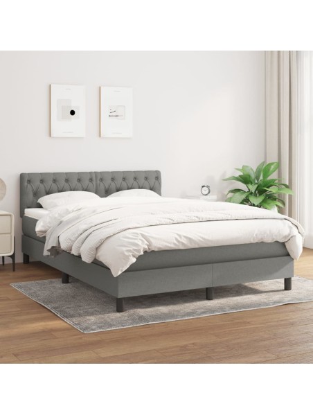 Boxspringbett mit Matratze Dunkelgrau 140x200 cm Stoff