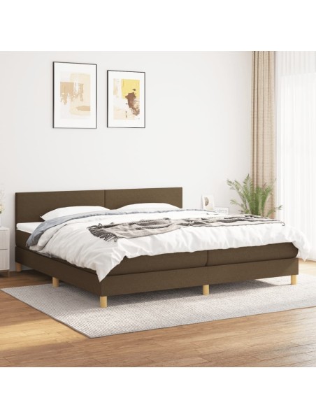 Boxspringbett mit Matratze Dunkelbraun 200x200 cm Stoff