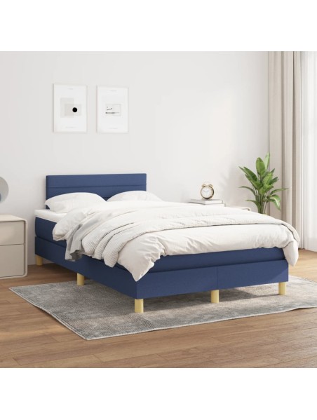 Boxspringbett mit Matratze Blau 120x200 cm Stoff