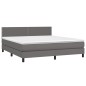 Boxspringbett mit Matratze Grau 160x200 cm Kunstleder