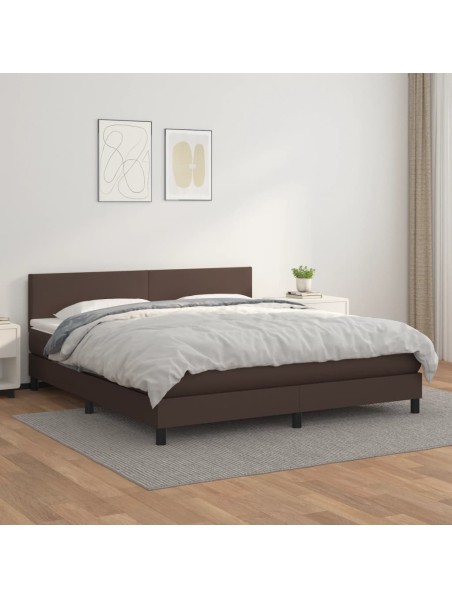 Boxspringbett mit Matratze Braun 160x200 cm Kunstleder