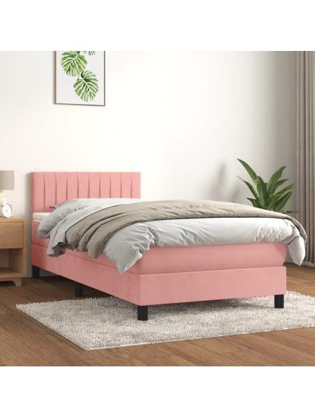 Boxspringbett mit Matratze Rosa 90x190 cm Samt