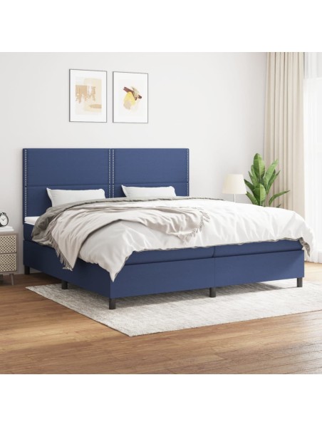 Boxspringbett mit Matratze Blau 200x200 cm Stoff