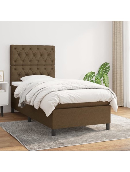 Boxspringbett mit Matratze Dunkelbraun 80x200 cm Stoff